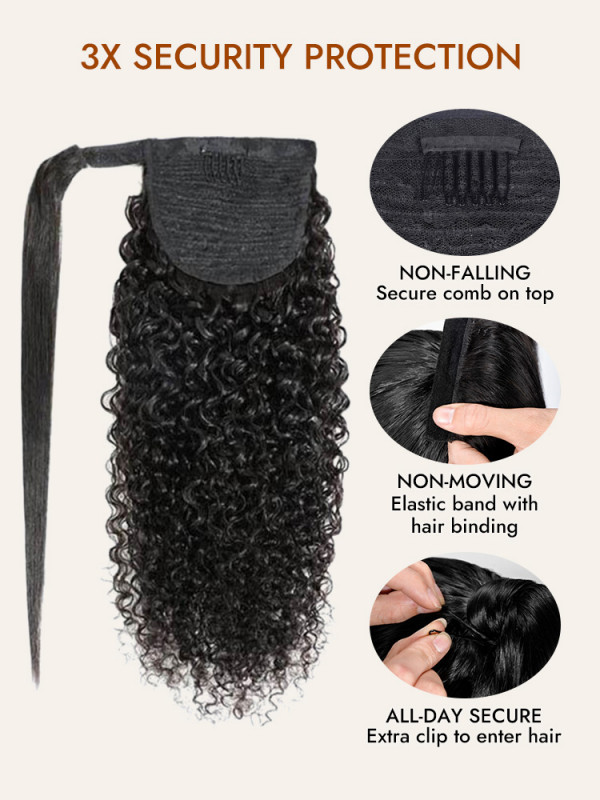 Curly Ponytail Human Hair Long Curly Hair Ponytail -Wiggins 