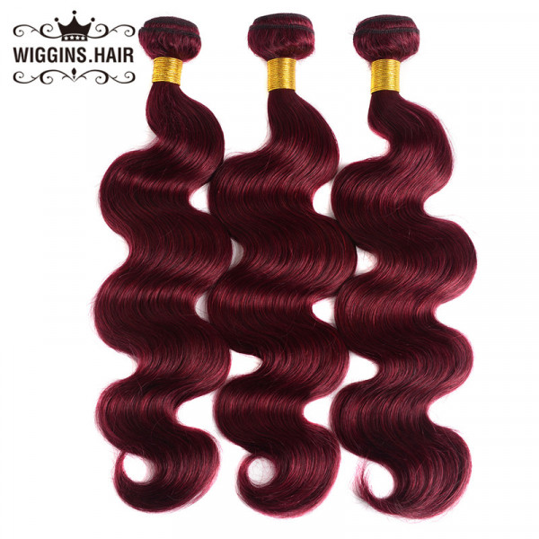 Human Hair Color 99J Burgundy Virgin Hair Body Wave 3 Bundles