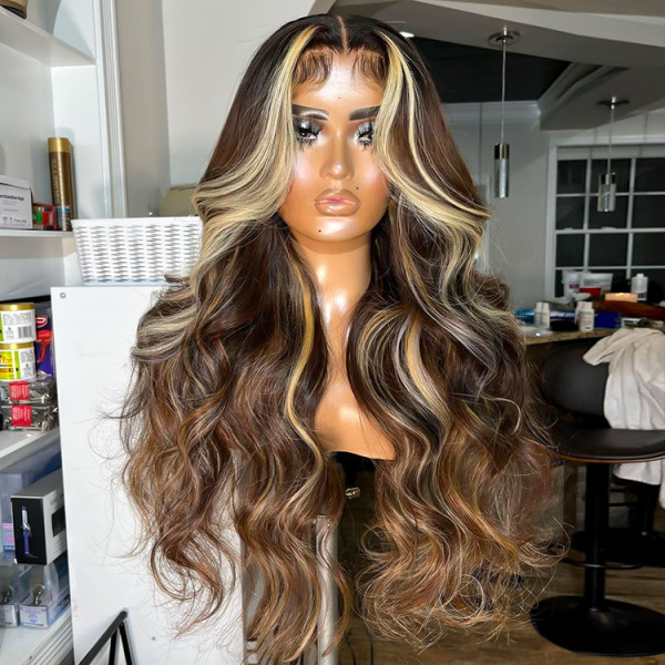 $100Off! Ombre 4/613 Blonde Full Lace Wig 24” Ready To Wear - Short Ombre Blonde Bob Wigs T4/613 Color  main image 4
