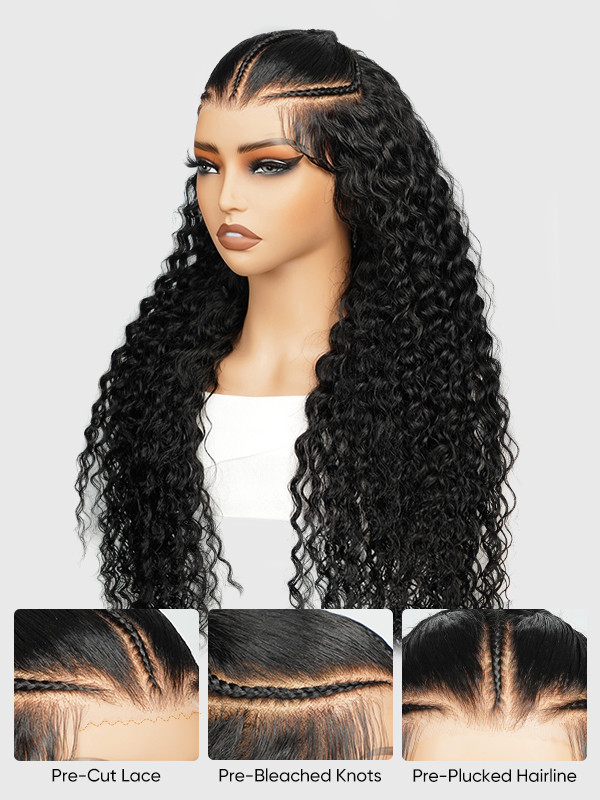 Water Wave Human Braiding Hair Ready To Go 13x4 Frontal Wig  display picture 1