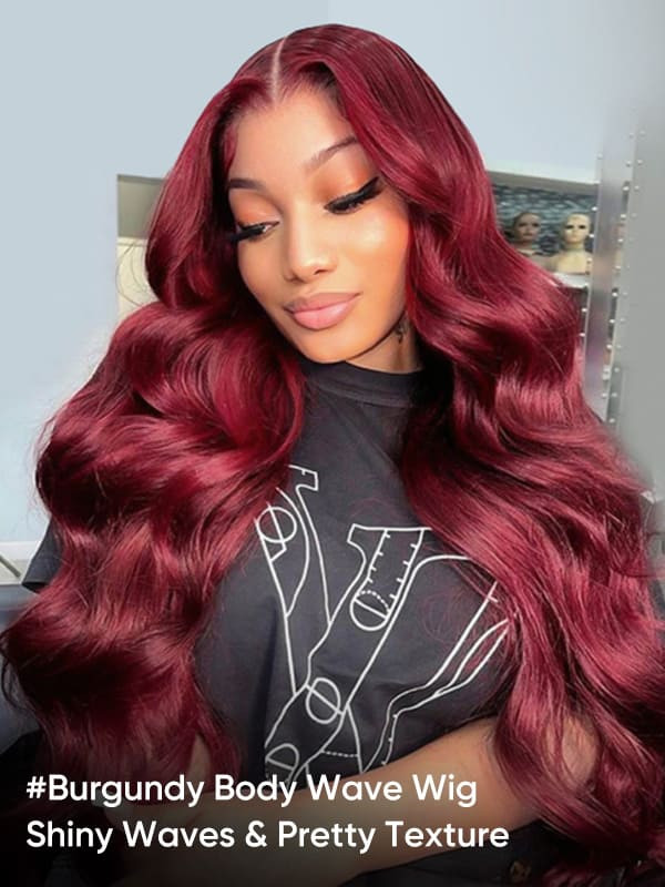 Dark 99J Wigs Burgundy Lace Front Wigs Pre Colored Human 