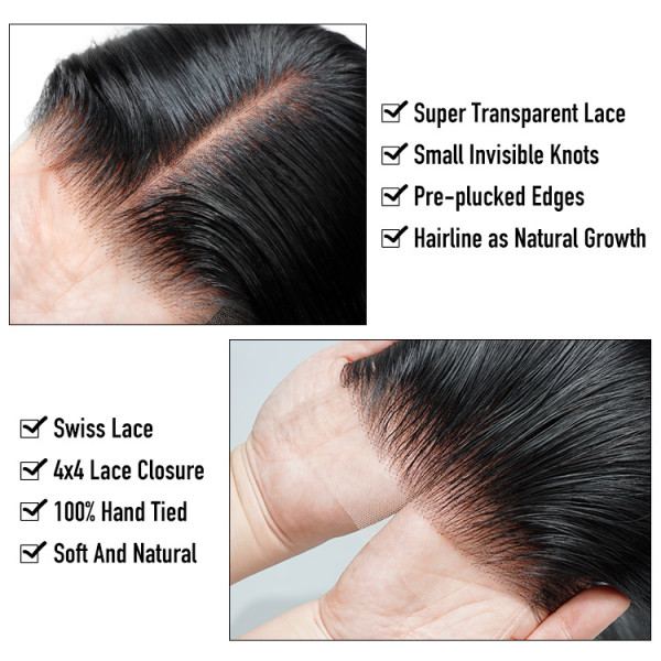 3pcs Bundles Virgin Hair Straight With 4*4 Free Part Lace Closure