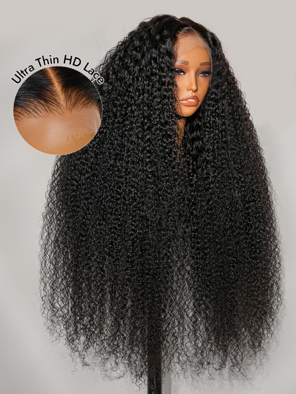 Kinky Curly Long Wigs 300% Density 13x6 HD Lace Front Human Hair