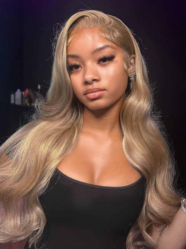#27 Honey Blonde Body Wave & Straight 13x6 Lace frontal Human Hair Wigs
