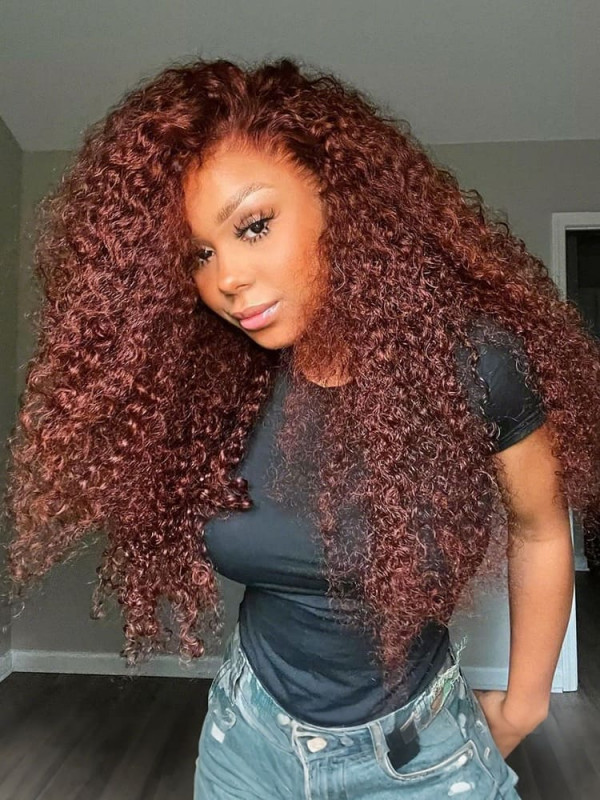 Ready And Go Wig-Reddish Brown Curly 5x5 Closure Wig & 13x4 Frontal Wigs 250% Density 14-22Inch 