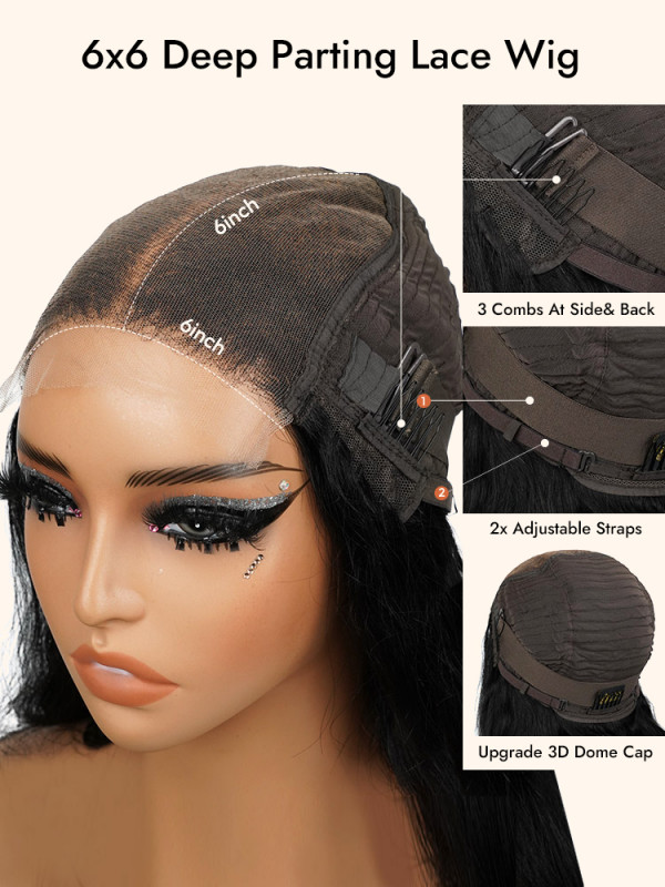 Human Hair Wigs for Women Loose Deep Wave 6*6 Deep Parting Lace