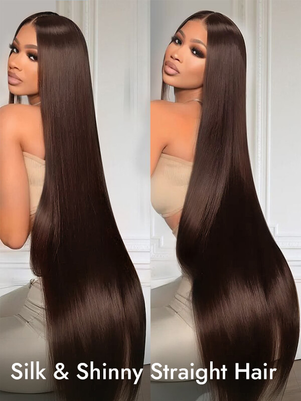 Long Dark Brown Straight HD Lace Front 300% Density Wig - Wiggins Hair