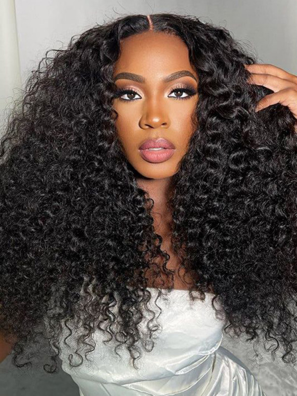 Fluffy Burmese Curly Wave Virgin Hair 2x6 Invisible HD Lace Closure Ready To Go Wigs
