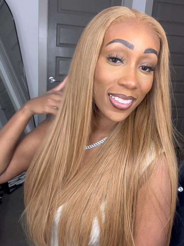Rich Caramel Blend Bone Straight Hair 13x6 Ultra-Thin HD Lace Frontal Wig