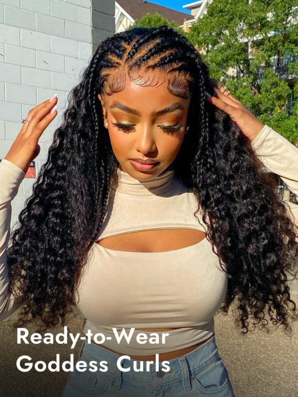 Deep Wave 13x4 Braided Lace Front 250% Density Ready To Go Wigs
