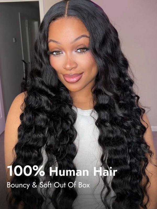 Loose Deep Wave Virgin Human Hair 2x6 Deep Parting HD Lace Closure Ready To Go Wigs