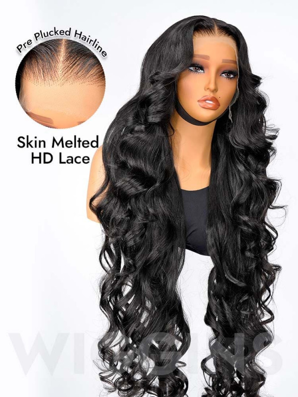 40 Inch Super Long Layered Cut Ocean Wave 13x6 HD Lace Frontal Wig 300% Density