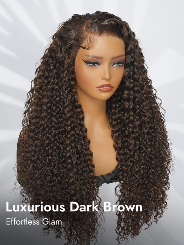 Dark Brown Human Hair #4 Deep Wave 5x7 & 13x6 Pre Cut Lace Frontal
