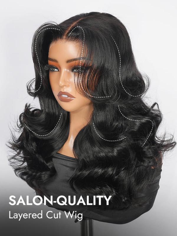 Face Framing Layered Cut Body Wave 6x8 Lace Closure Ready To Go Glueless Wigs