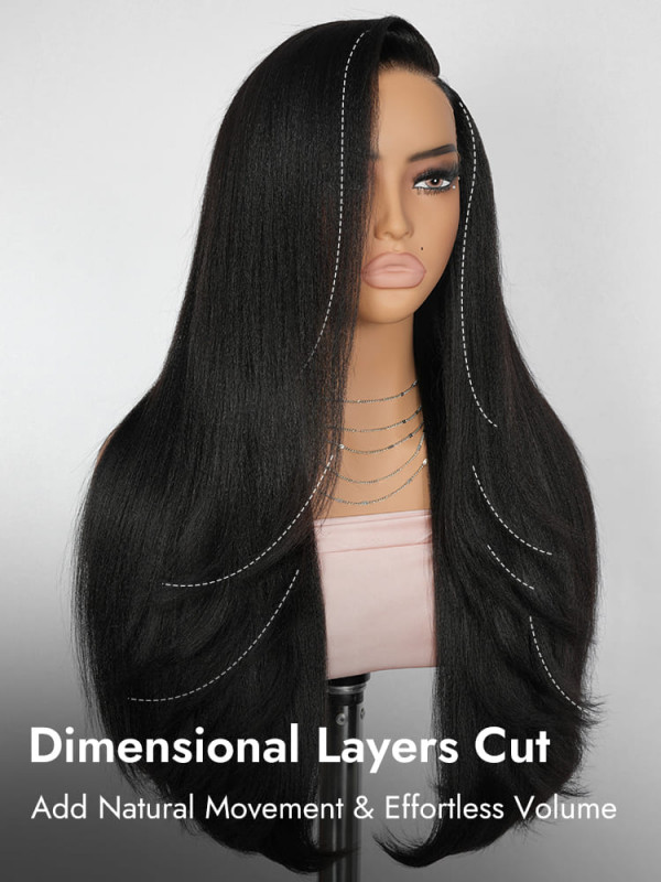Side Part Layered Cut Light Yaki Straight Ready To Go Glueless Lace Wigs