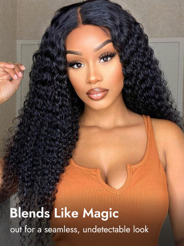 Wiggins V Part Wigs Curly Human Hair Middle Part Wigs No Glue No Leave Out