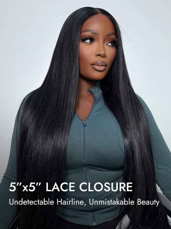 Straight 5x5 Tranaprent Lace Front Human Hair Wigs For Women  display picture 2