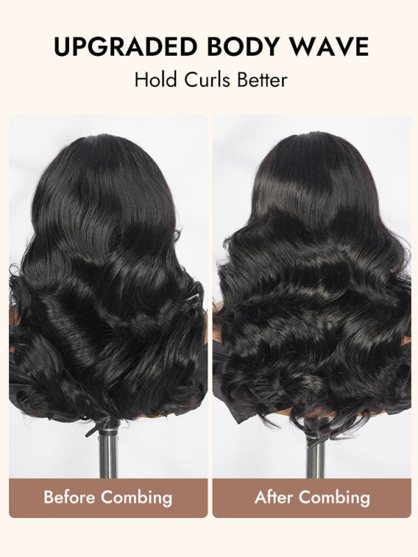 Face Framing Layered Cut Body Wave 6x8 Lace Closure Ready To Go Glueless Wigs