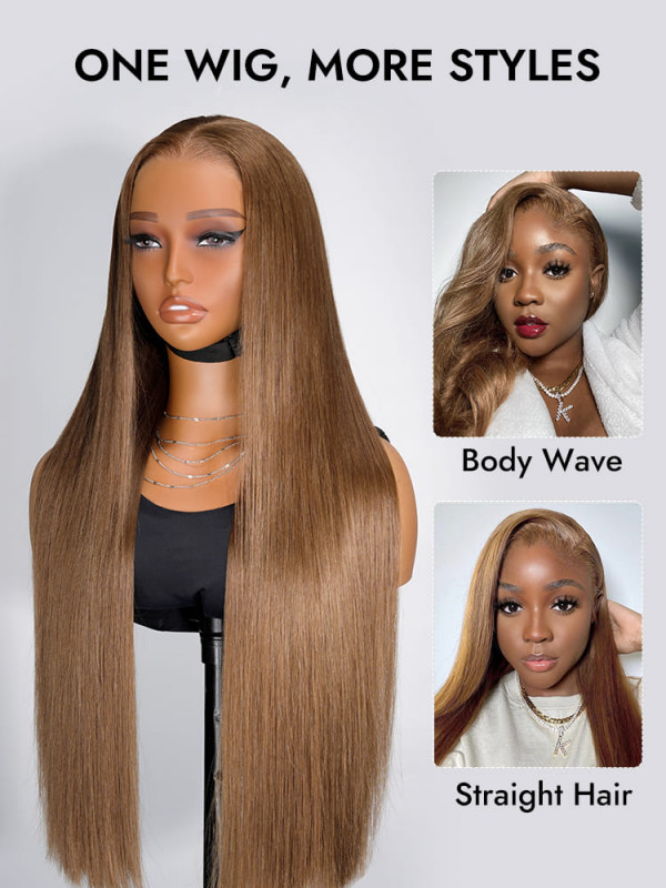 Honey Brown Body Wave & Straight 13x4 Transparent Lace Front Human