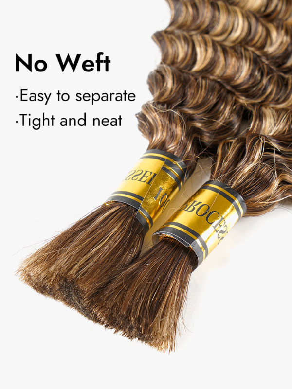 P4/27 Human Braiding Hair Deep Wave Bulk 2 Bundles/ Pack