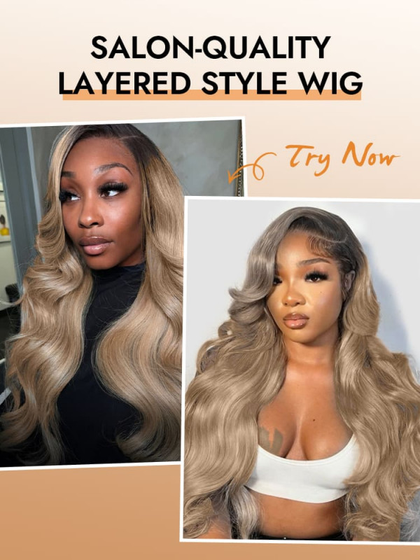Multi-Layered Ombre Light Ash Blonde Body Wave Human Hair  display picture 1