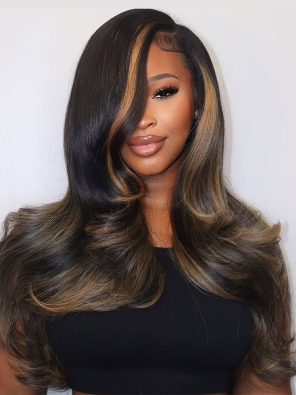 Pre-Styled C Part Highlight Ash Blonde Layered Wavy 5x9 & 13x4 Lace Front Ready To Go Wig