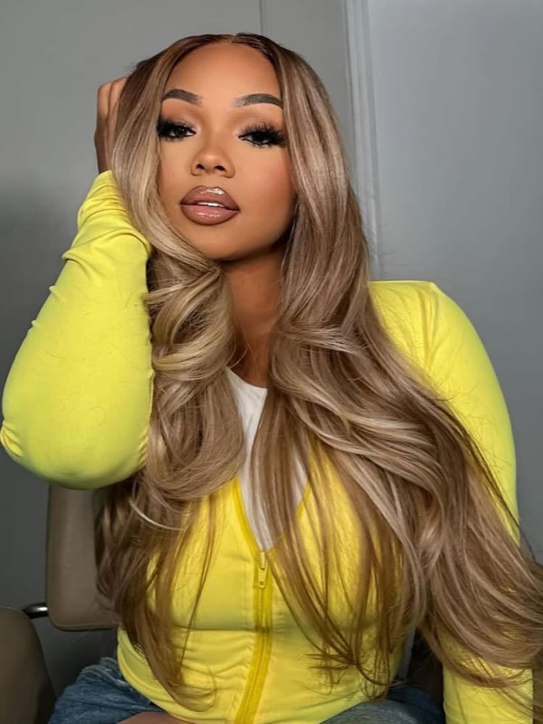 Balayage Honey Blonde Straight 6x8 Transparent Lace Closure Ready To Go Glueless Wig