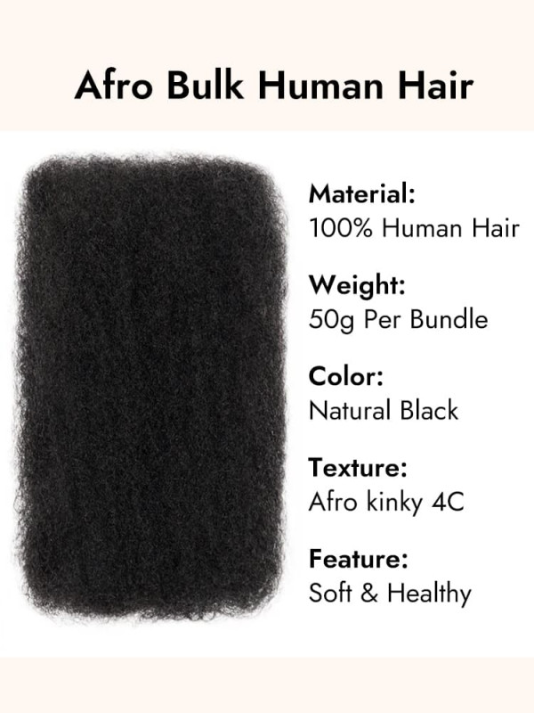 Fluffy Afro Kinky Bundles Human Hair Bulk For Dreadlocks,Twists And Braids