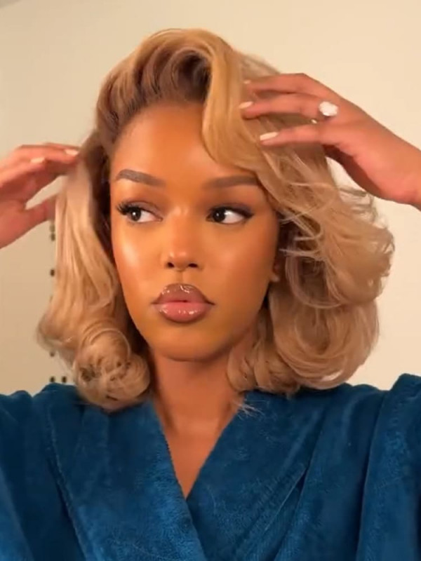 Ombre Blonde Layered Body Wave Bob Wigs With 13x4 Lace Frontal Human Hair