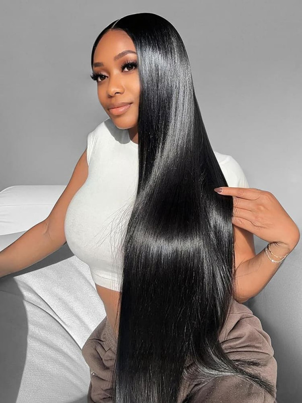 Straight 6x6 Closure Wigs Transparent Lace Pre Plucked Invisible Hairline Natural Hair Wigs