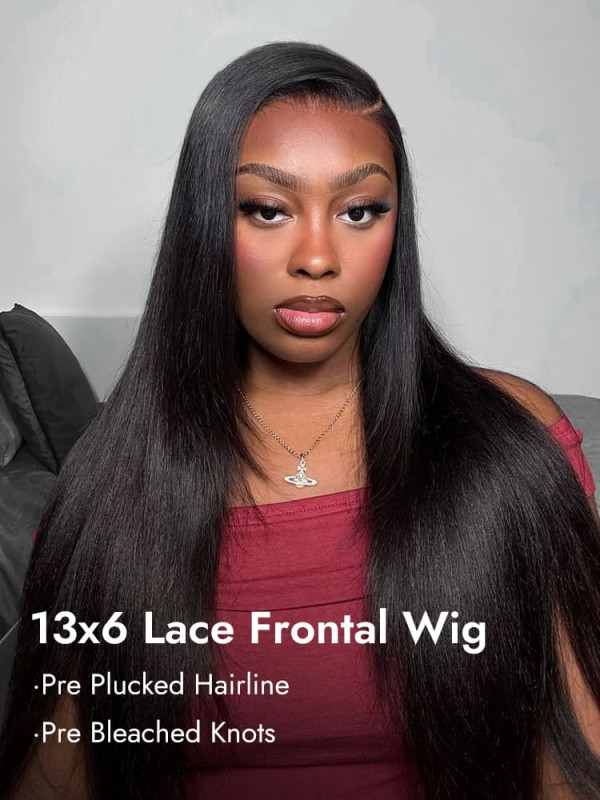 Side Part Layered Cut Light Yaki Straight Ready To Go Glueless Lace Wigs
