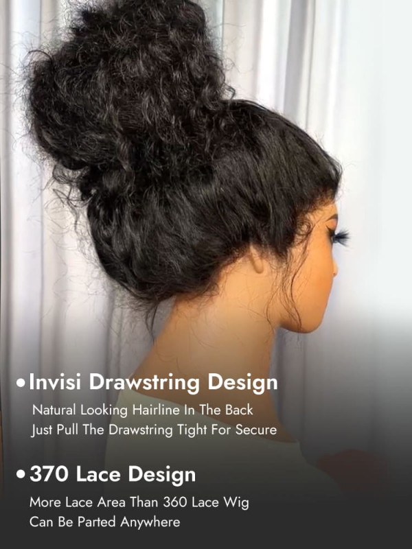Deep Parting 370 Lace Frontal With Invisi Drawstring Loose Deep Human Hair Wigs 250% Density