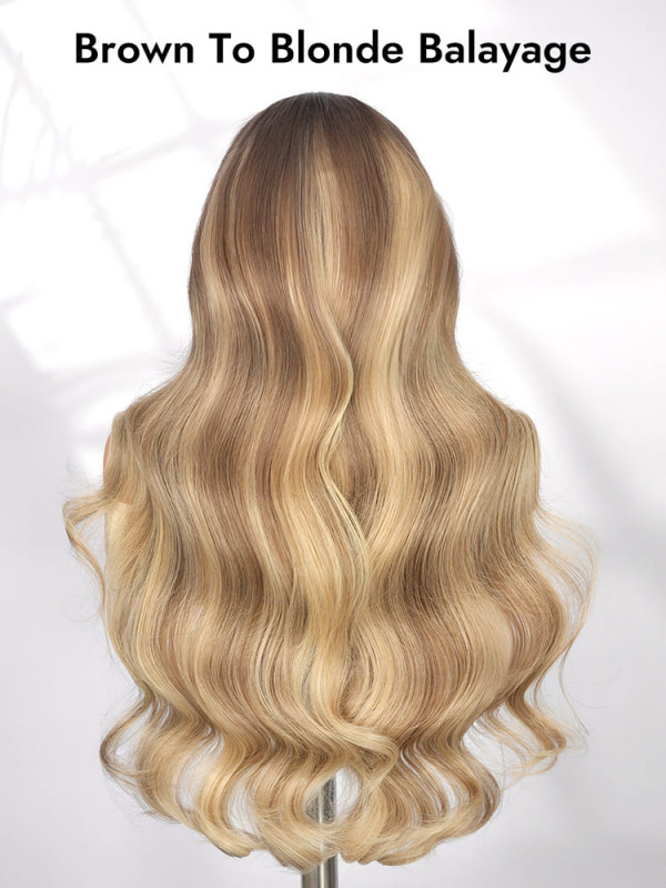Brand New Human Hair ombré bayalage Wig w. Extras! 30 Brown/Balayage/Ombre Colored 13x6 FULL Lace Frontal Wig  main image 3