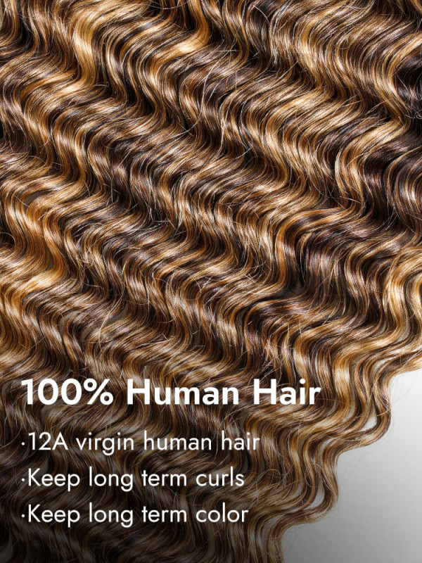 P4/27 Human Braiding Hair Deep Wave Bulk 2 Bundles/ Pack