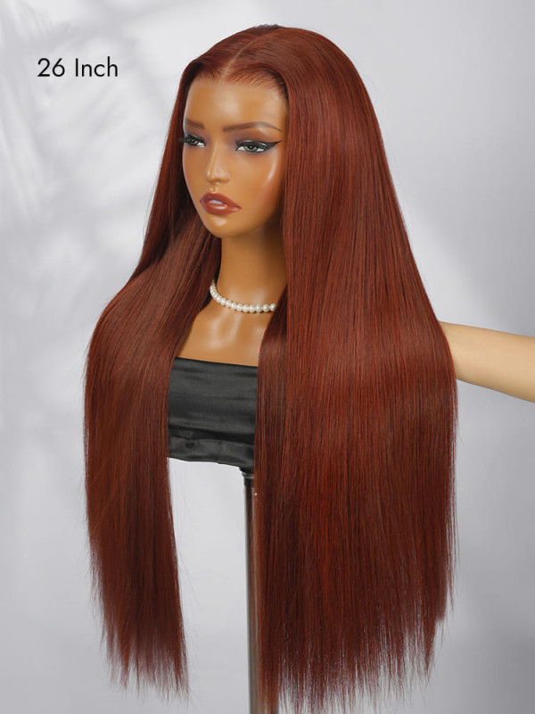 Orange Brown Body Wave & Straight Human Hair Wig 13x6 Pre-Cut