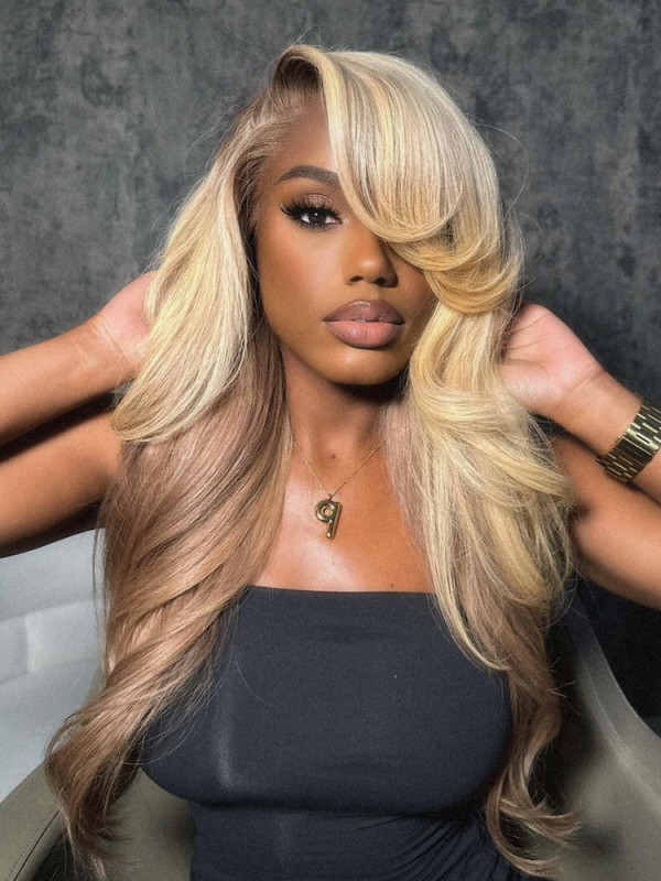 Wiggins Blonde Balayage On Light Brown Hair Body Wave 13x4 Lace Front Wig