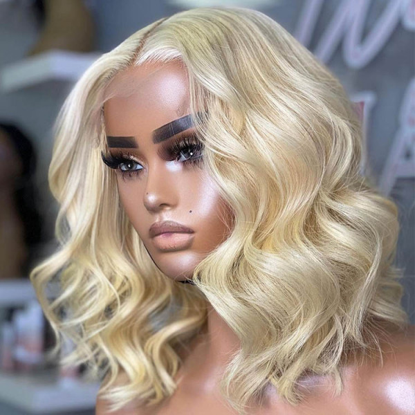 ✨BLONDE WAVY LACE FRONT BOB WIG? *NWT* Roxy | Blonde Wavy Bob Synthetic Lace Front Wig - UniWigs  main image 4