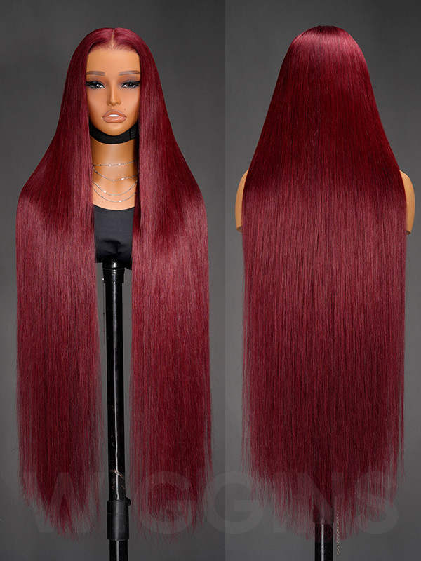 Long Wigs 40 Inch Luxury 300% Density Cherry Cola Red Straight Hair