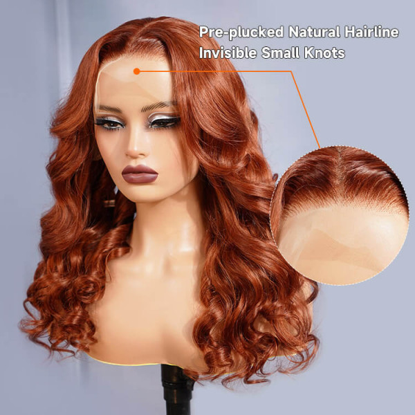 Auburn Orange Hair Color Body Wave Lace Front Wigs - Wiggins  display picture 2