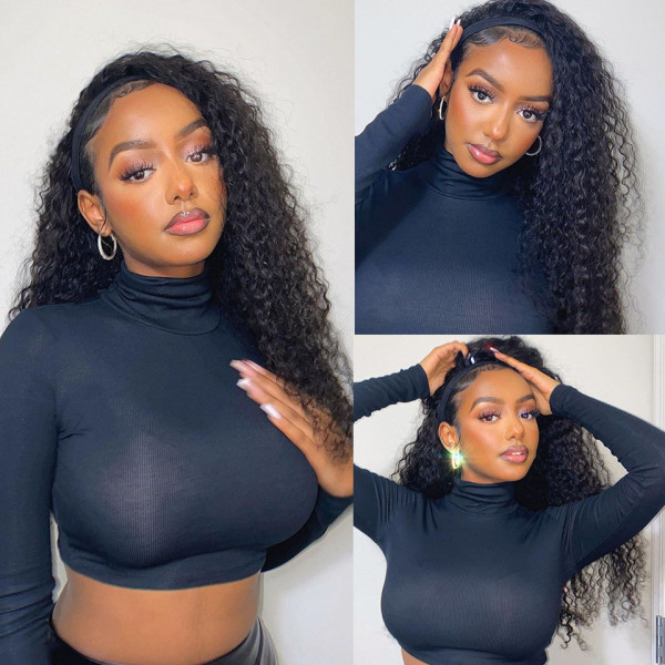 Curly Headband Wigs With Various Headbands Curly Wigs Human Hair Half Wigs