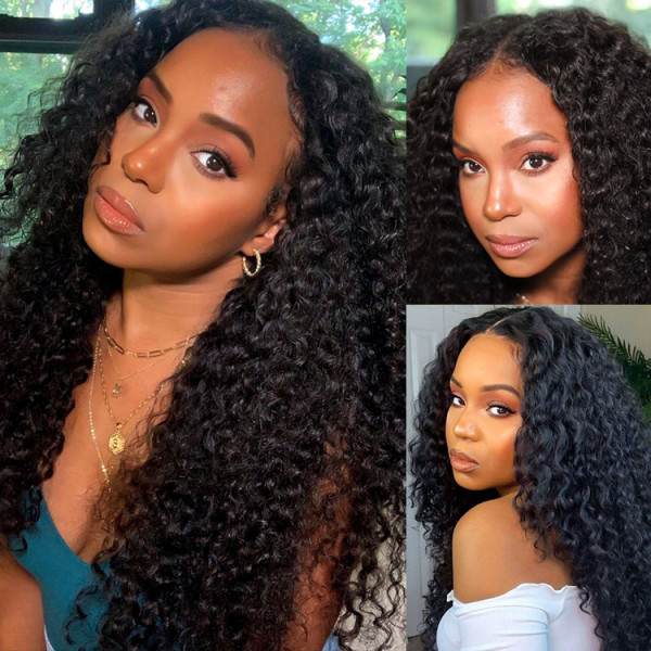 Wiggins V Part Wigs Curly Human Hair Middle Part Wigs Wiggins Hair