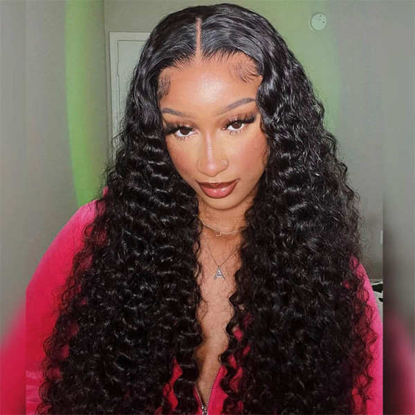 High Quality Wigs Deep Wave 6*6 Human Hair Lace Closure Wigs Pre Plucked Natural Hairline Wigs