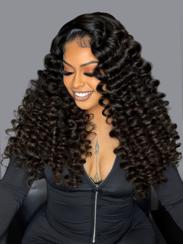 Bouncy Boba Wand Curls On Wig With Voluminous Density Pre-Plucked Pre Cut 7x5 13x4 Ready To Go Lace Wigs