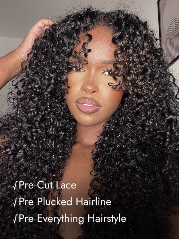 Spanish Curly 6x8 Lace Front Ready To Go Human Hair Wigs With Bangs