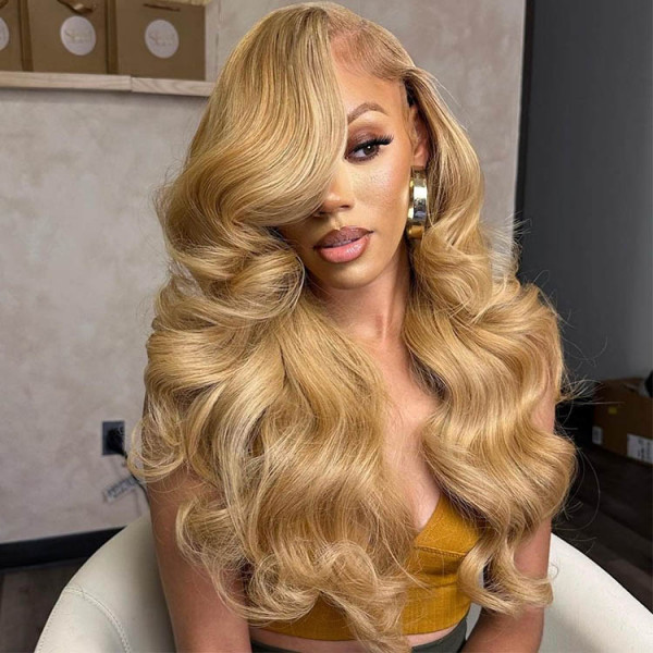 Honey Blonde Human Hair Wig Body Wave Lace Front Wig Wiggins Hair Wiggins Hair