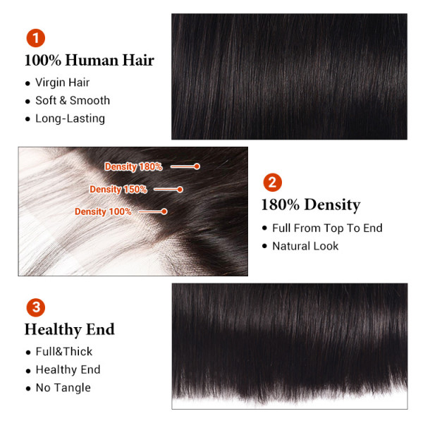 Straight Hair Lace Frontal Closure Free Part 100% Real Human Hair