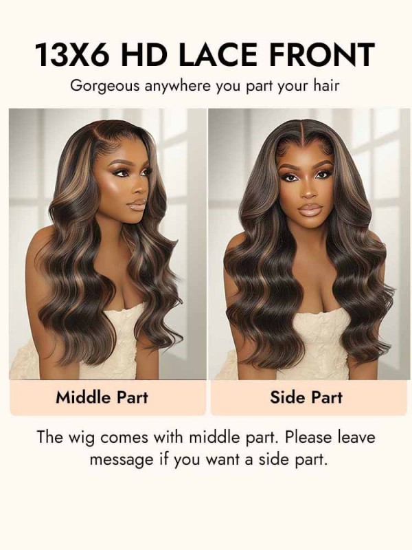 Lagos Hairline Ombre Highlight Body Wave 13x6 Ultra-Thin HD Lace High Density Wig 