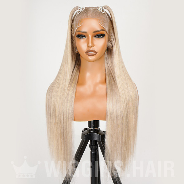 Light Brown Blonde Wigs With Highlights Ready & Go Body Wave #P18/613 Highlight Lace Front Wig