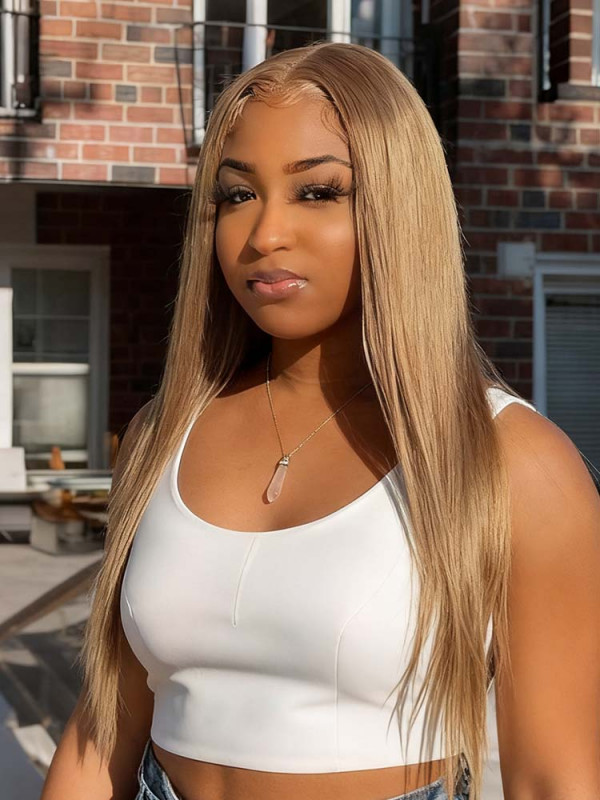 Rich Caramel Blend Bone Straight Hair 13x6 Ultra-Thin HD Lace Frontal Wig