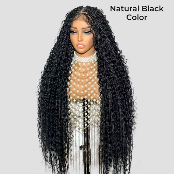 Cheap Synthetic Knotless Box Braid Lace Wigs With Curls Wiggins Hair Wiggins Hair